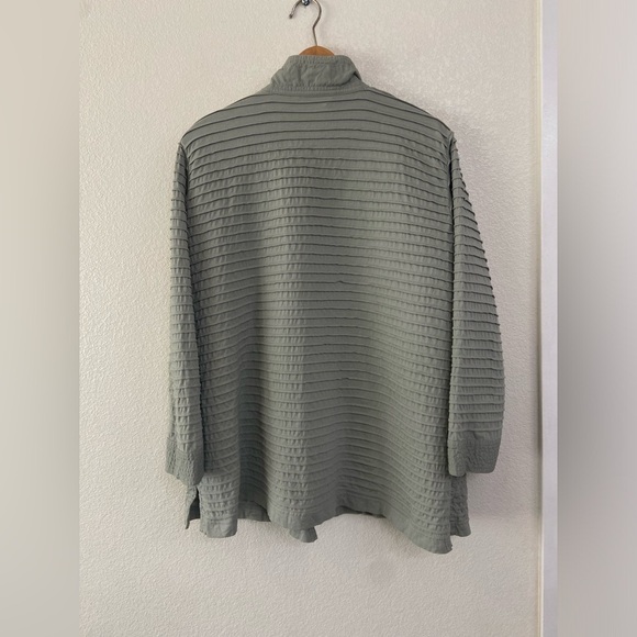 Yacco Maricard Pintuck Stand Collar Shirt Jacket Lagenlook Tunic |Sage Green - Picture 2 of 10